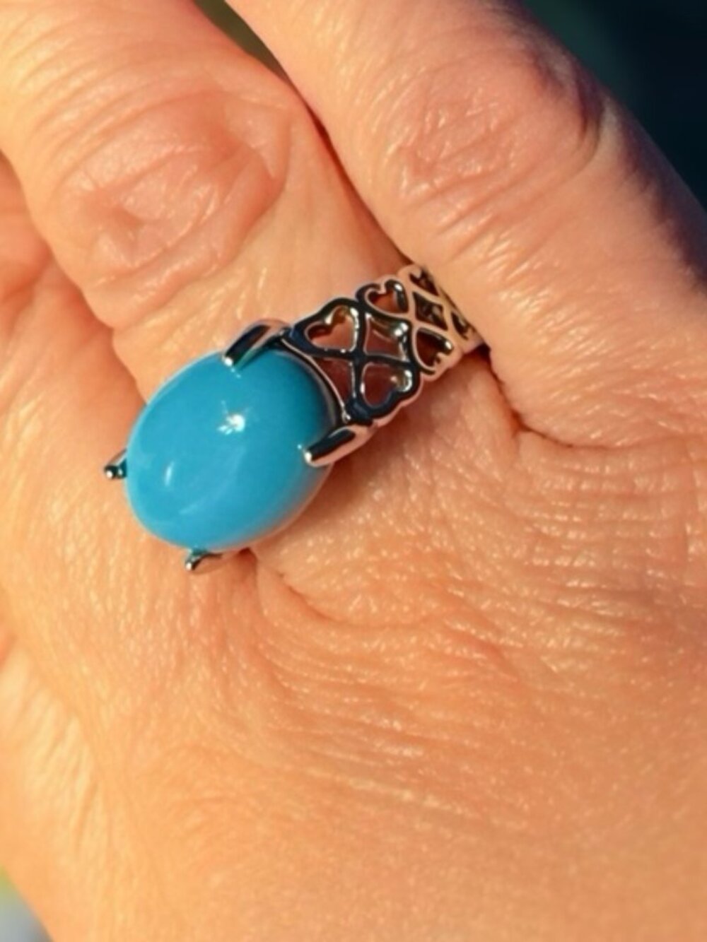 Studio Series Turquoise Blue Stone Ring Size 7.5 Silver Plated
